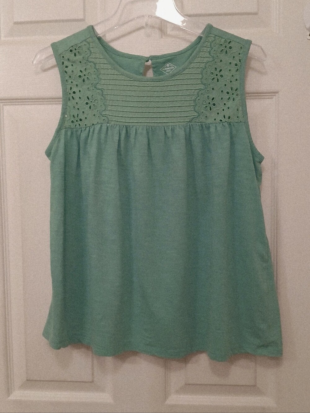 St. John's Bay Babydoll Tank Top Women's Size L Aqua Bohemian Style Feminine